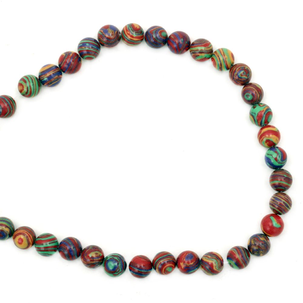 Gemstone Beads Strand, Synthetic Malachite, Round, Orange 8mm, 51 pcs