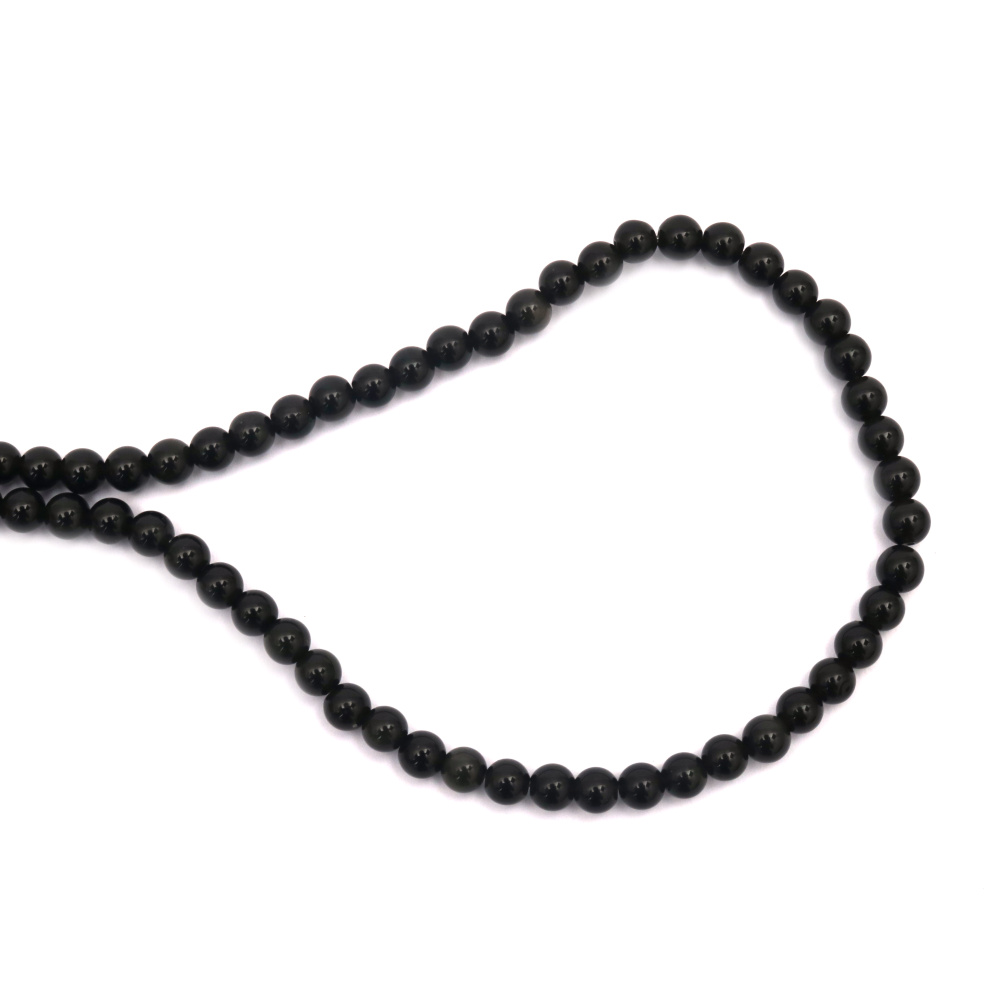 Natural gemstone Obsidian Snowflake, round beads strand for jewelry making 6 mm Chinese bead ~ 72 pieces
