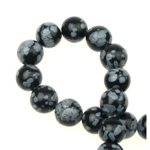 Gemstone Beads Strand, Natural Obsidian Snowflake, Round, 8mm ~48  pcs