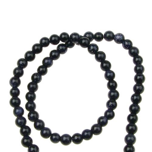 Gemstone Beads Strand, Synthetic Goldstone, Dyed Blue, Round, 4mm, 100 pcs