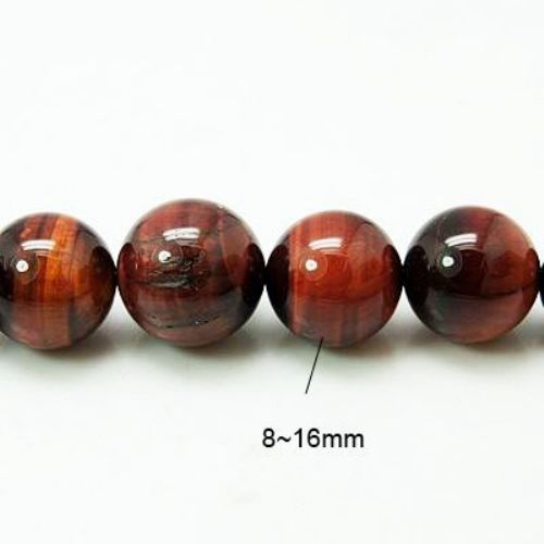 TIGER'S EYE Round Beads Strand red 8 ~ 16 mm ~ 43 pcs -40 cm