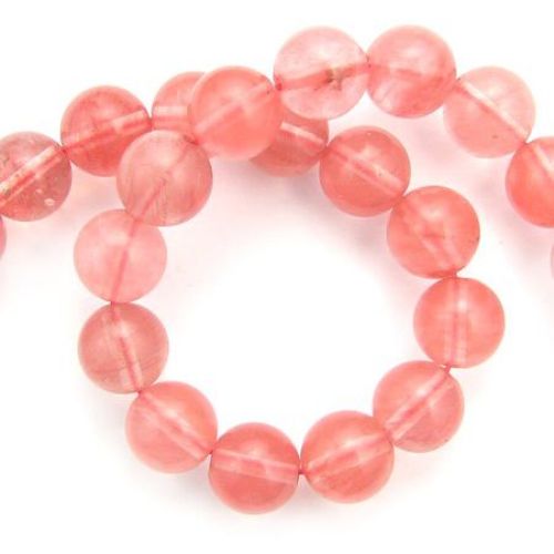 Cherry Quartz 12 mm String Beads Semi Precious Stone ~32 pieces