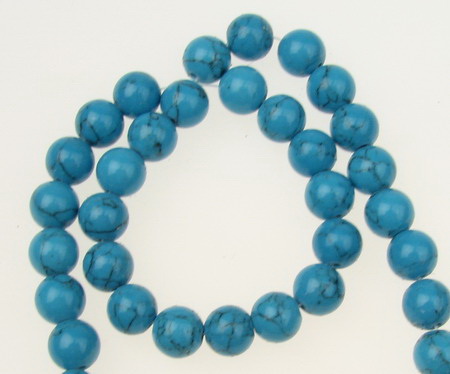 Gemstone Beads Strand, Synthetic Turquoise, Round, 8mm, ~50 pcs