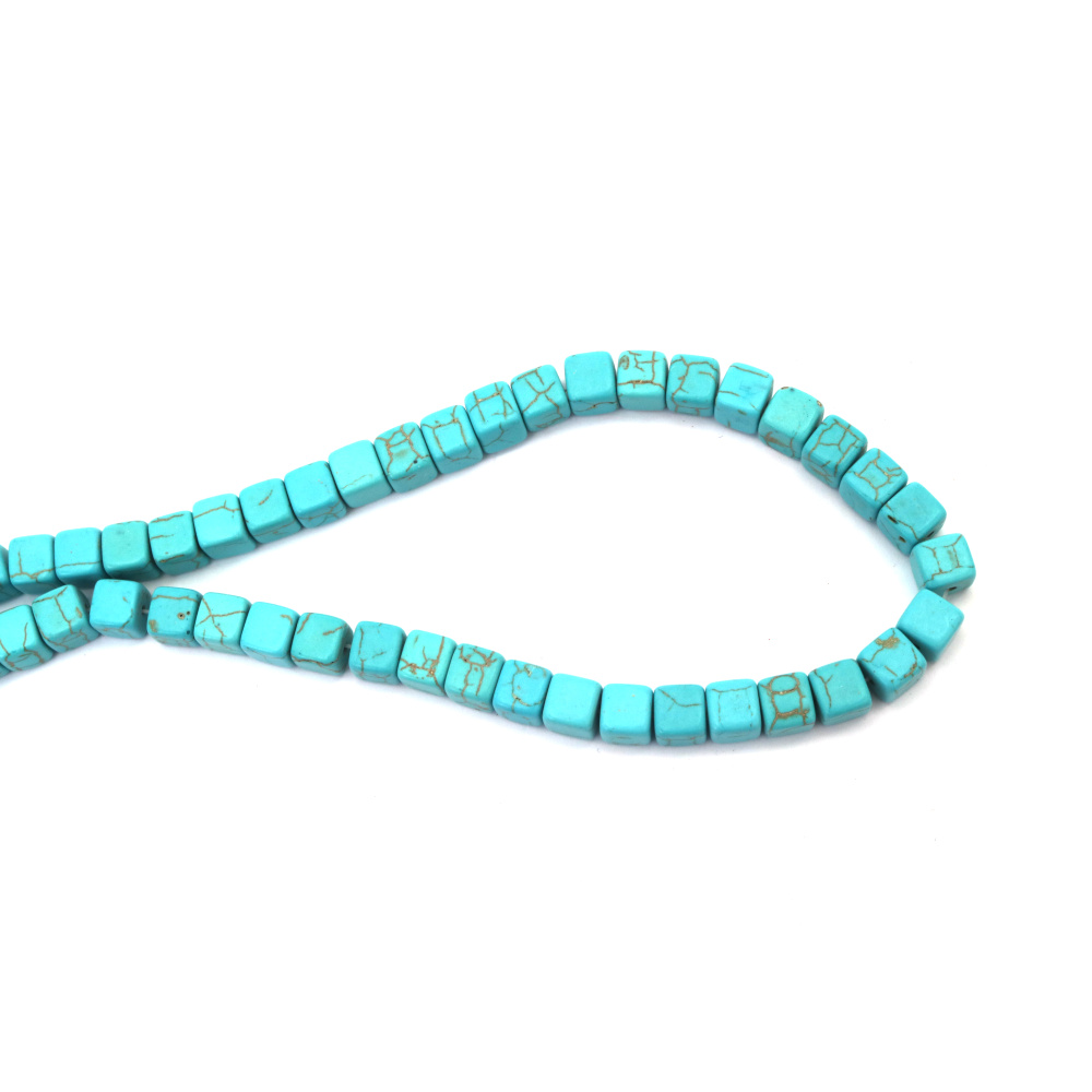 Synthetic Turquoise Beads Strand – Cube 8x8x8 mm (±50 pcs) for Creative Jewelry Designs