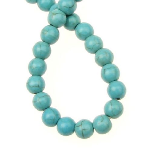 Gemstone Beads Strand, Synthetic Turquoise, Round, 6mm, ~68 pcs