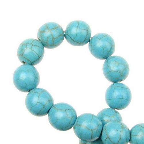 Gemstone Beads Strand, Synthetic Turquoise, Round, 10mm, ~39 pcs
