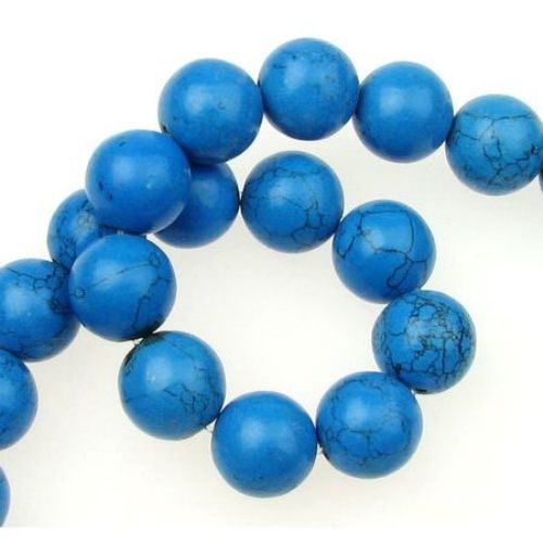 Gemstone Beads Strand, Synthetic Turquoise, Round, 14mm, ~28 pcs