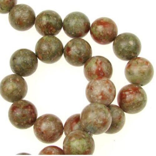 NATURAL UNAKITE Round Gemstone Beads Strand 12mm ~ 34 pcs