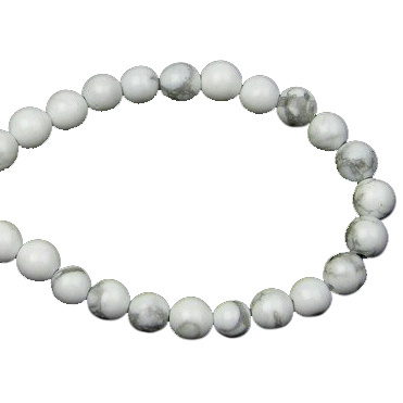 Gemstone Beads Strand, Howlite, Round, White, 4mm ~95 pcs
