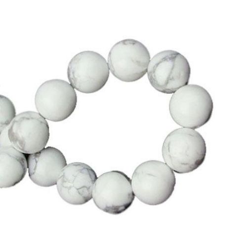 Gemstone Beads Strand, Howlite, Round, White, 8mm ~48 pcs