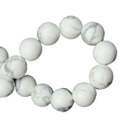 Gemstone Beads Strand, Howlite, Round, White, 10mm, ~38 pcs