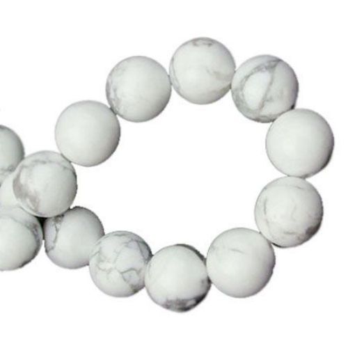 Gemstone Beads Strand, Howlite, Round, White, 12mm, ~32 pcs