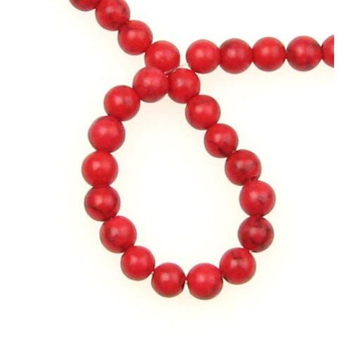 Gemstone Beads Strand, Howlite, Round, Red, 8mm, ~50 pcs