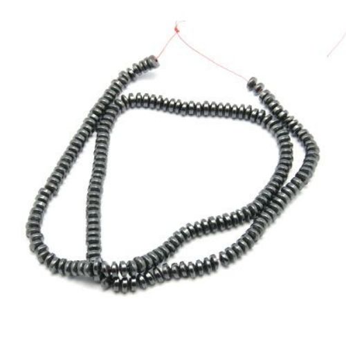 Gemstone Beads Strand, Non-magnetic Synthetic Hematite, 4x2.5mm, 185 pcs
