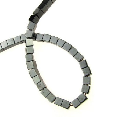 Gemstone Beads Strand, Non-magnetic Synthetic Hematite, Cube, 4x4x4mm, 95 pcs