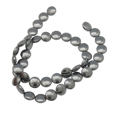 Gemstone Beads Strand, Non-magnetic Synthetic Hematite, Flat Round, 10x4.4mm, 42 pcs