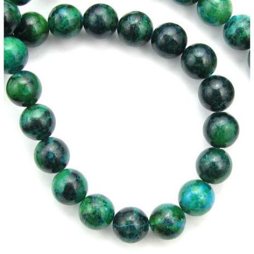 Gemstone Beads Strand, Chrysocolla, Round, 10mm, ~39 pcs