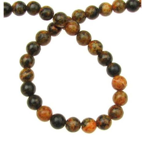Șir Perle de piatră semiprețioasă CHRIZOCOLA  bila portocaliu 6mm ~ 65 bucăți