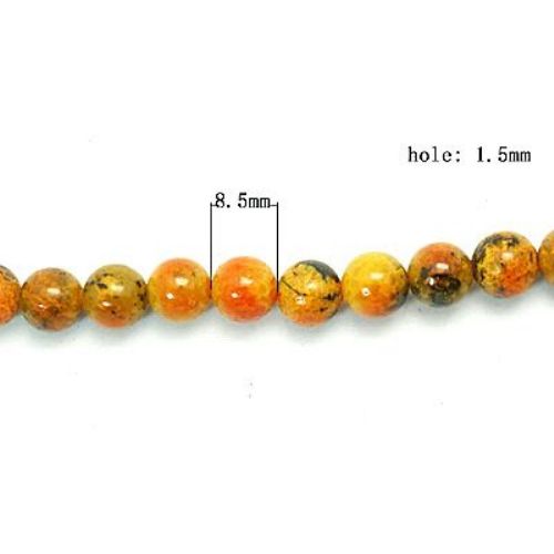 Gemstone Beads Strand, Chrysocolla, Round, Orange, 10mm, ~40 pcs