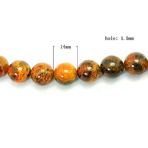 Gemstone Beads Strand, Chrysocolla, Round, Orange, 14mm, ~28 pcs