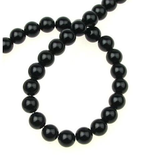 Gemstone Beads Strand, Onyx, Round, 6mm, 1mm hole, ~67 pcs