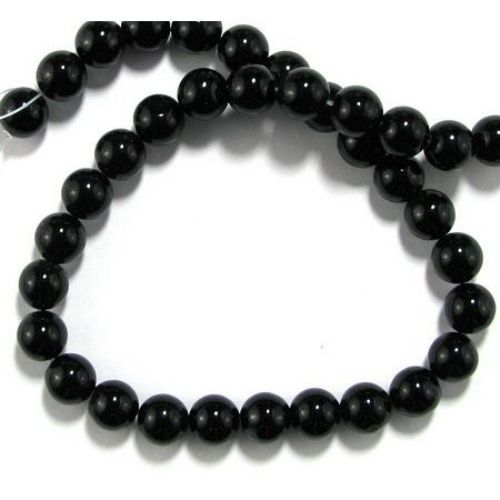 Gemstone Beads Strand, Onyx, Round, 10mm, 1mm hole, ~39 pcs