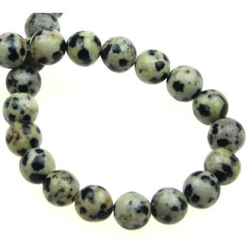 String Ball-shaped Gemstone Beads / Dalmatian JASPER, Ball: 8 mm ~46 pieces