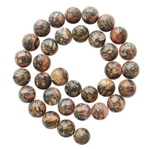 String Ball-shaped Gemstone /  LEOPARD SKIN JASPER, Ball: 8 mm ~ 45 pieces