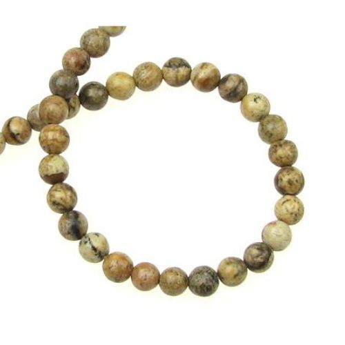 String Semi-precious Stone Beads / Landscape JASPER, Ball: 4 mm ~ 100 pieces