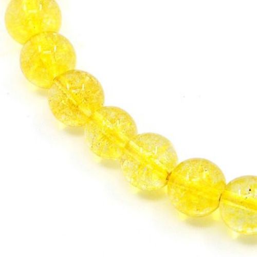 String Synthetic Semi-precious Stone Beads / CITRINE, Ball: 14 mm ± 28 pieces