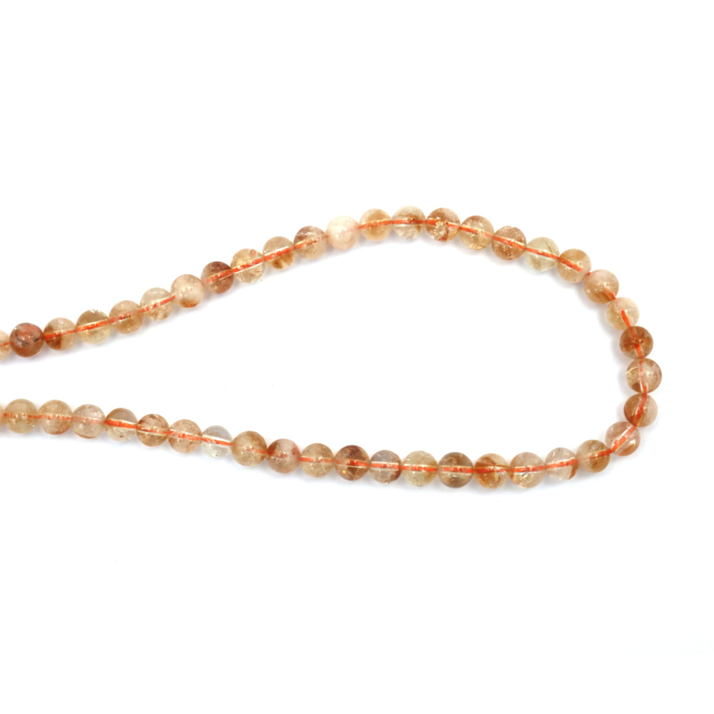 String of Semi-Precious Stone Beads CITRINE Class A / Ball: 6 mm ~ 65 pieces