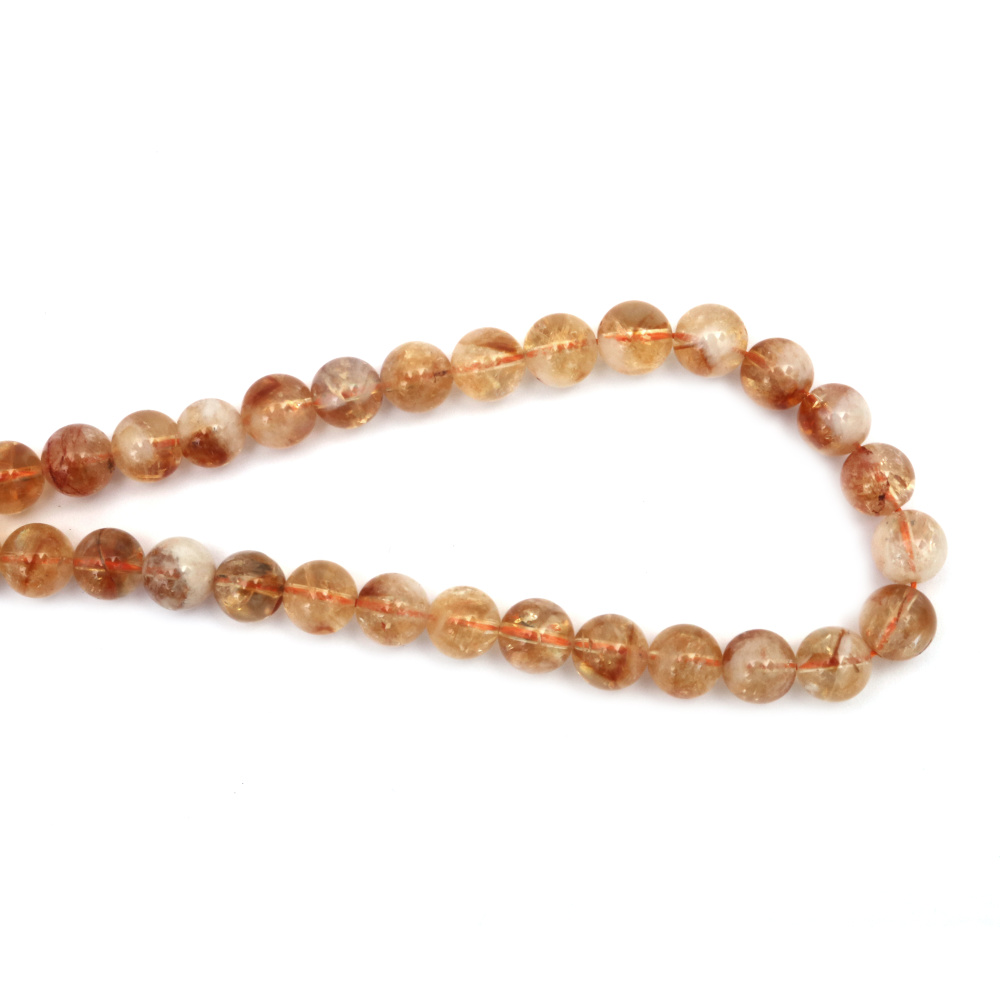 String of Semi-Precious Stone Beads CITRINE Class A / Ball: 10 mm ~ 40 pieces