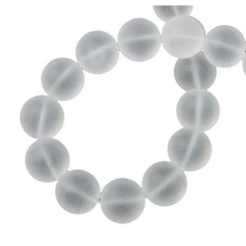 String Ball-shaped Gemstone Beads / Frosted MOUNTAIN CRYSTAL, Ball: 10 mm ~ 38 pieces
