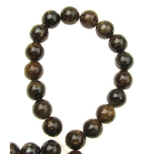 String Semi-precious Stone Beads, BRONZITE, Ball: 8 mm ~ 49 pieces
