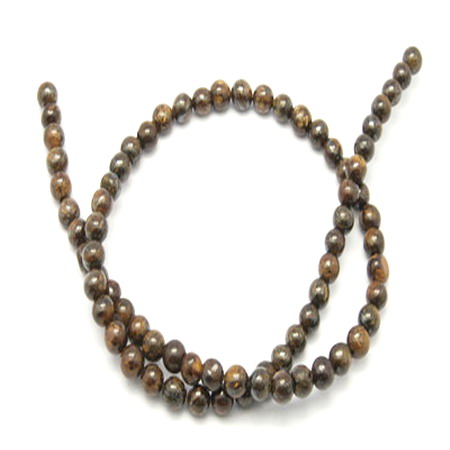 String Natural Stone Beads, BRONZITE, Ball: 6 mm ~ 66 pieces