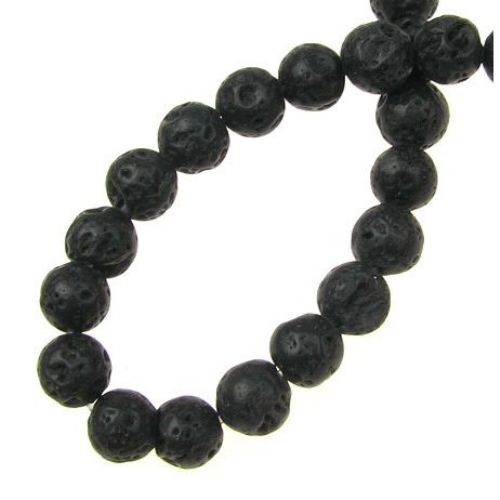 Volcanic lava rock, natural semi-precious stone  string beads, ball shape 6 mm ~ 63  pieces