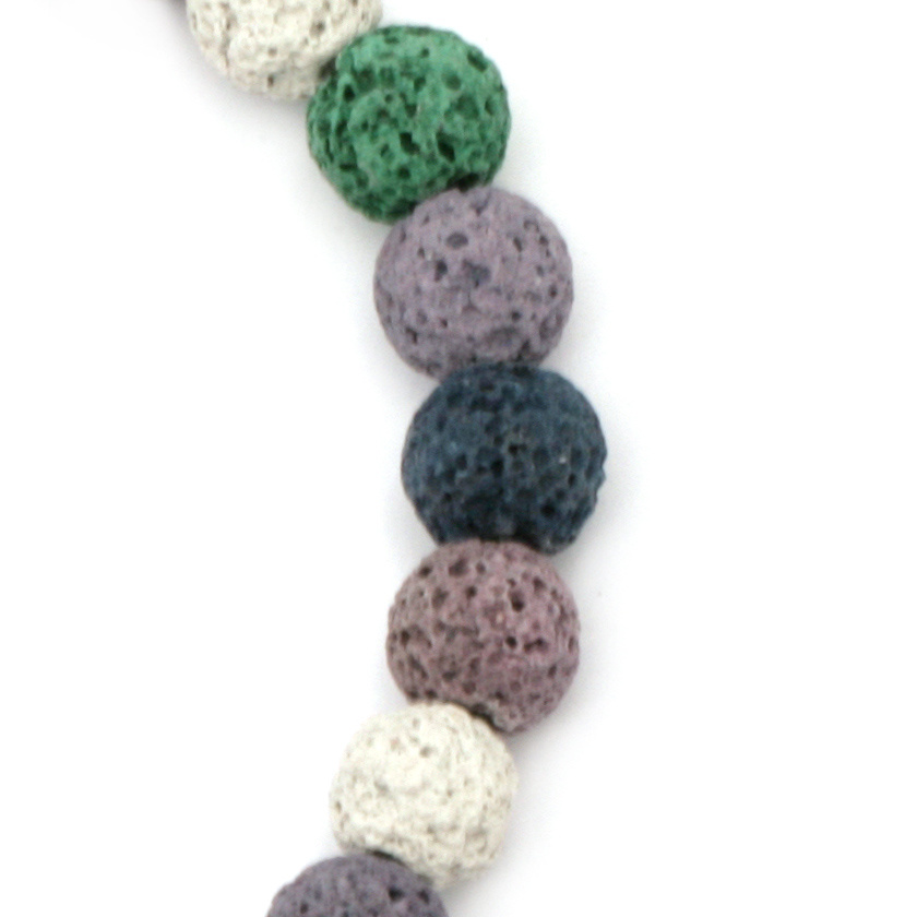 Наниз мъниста полускъпоценен камък ВУЛКАНИЧЕН - ЛАВА многоцветен топче 8 мм ±49 броя цвят МИКС
