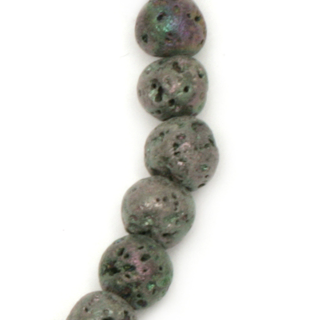 Наниз мъниста полускъпоценен камък ВУЛКАНИЧЕН - ЛАВА натурален топче 6 мм ±66 броя