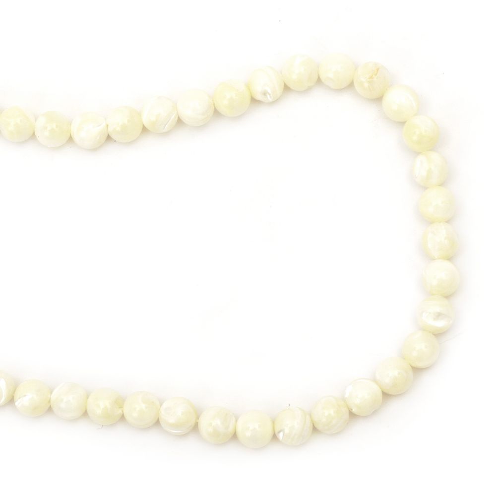 String beads semi-precious stone Мother-of-pearl, class A, cream 8 mm ~ 48 pieces