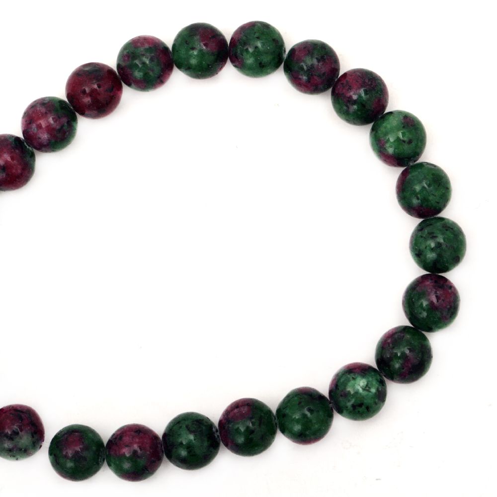 String Natural Stone Beads for CRAFT Jewelry Design / RUBY ZOISITE, Ball: 10 mm ~ 38 pieces