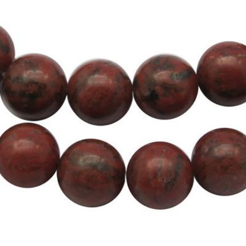 Наниз мъниста полускъпоценен камък ЯСПИС червен топче 6 мм ~65 броя