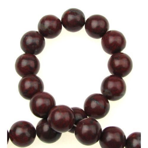 String Beads Semi-Precious Stone Jasper Red Ball 12mm ~ 35 Pieces