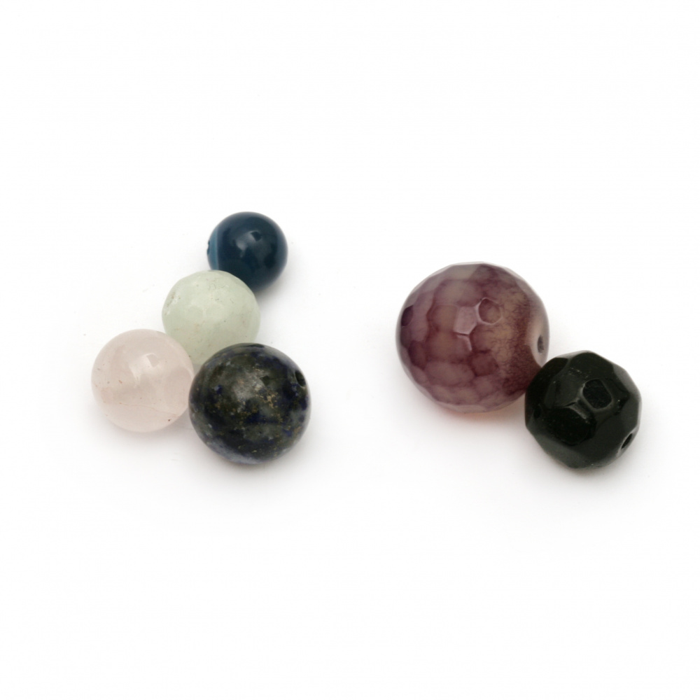 Beads semi-precious stone ASSORTED bead 4 ~ 16 mm hole 0.5 ~ 2 mm -20 grams