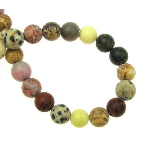 Natural Assorted Gemstone Round Beads Strand, Matte 8mm ~ 48 pieces