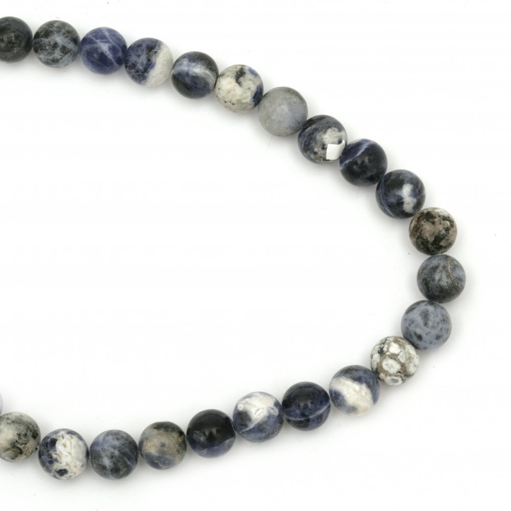 String of Natural Gemstone Beads: Brazilian SODALITE / Ball: 8 mm ~ 47 pieces