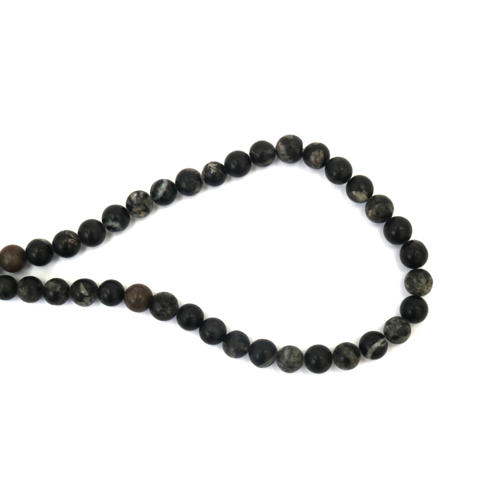 Přírodní chryzantémový kámen – návlek kulatých korálků, 8 mm, 45 ks, pro výrobu šperků a tvoření