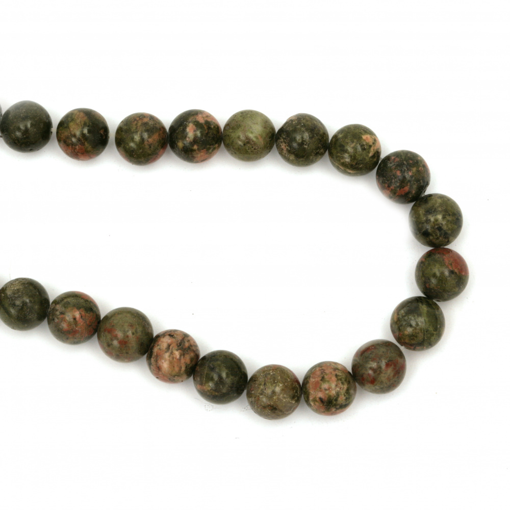 String NATURAL UNAKITE Gemstone Beads for DIY Jewelry Art, Ball:10 mm ~38 pieces