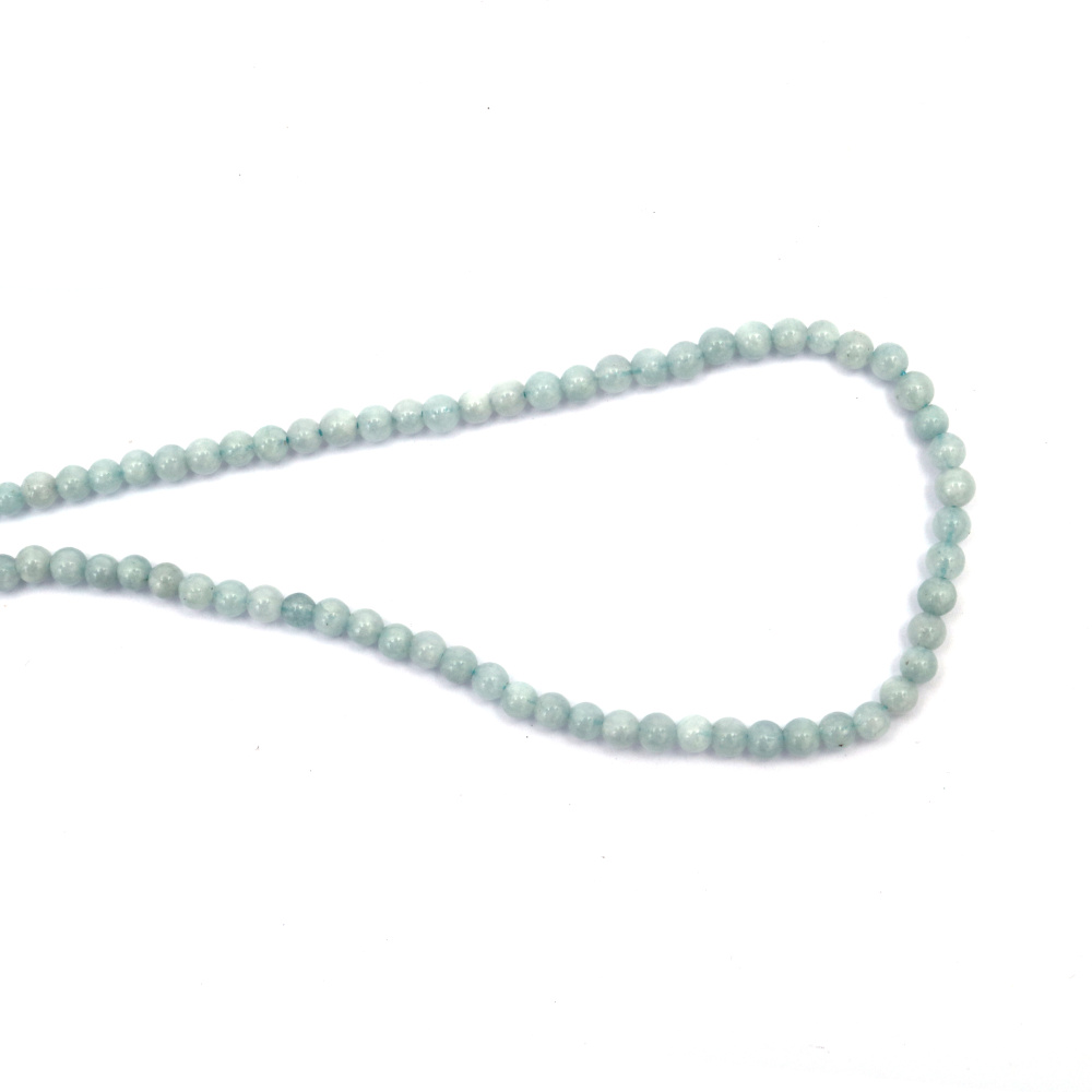 String of Semi-Precious Stone Beads Natural AQUAMARINE Grade A, Ball: 4 mm ~ 90 pieces