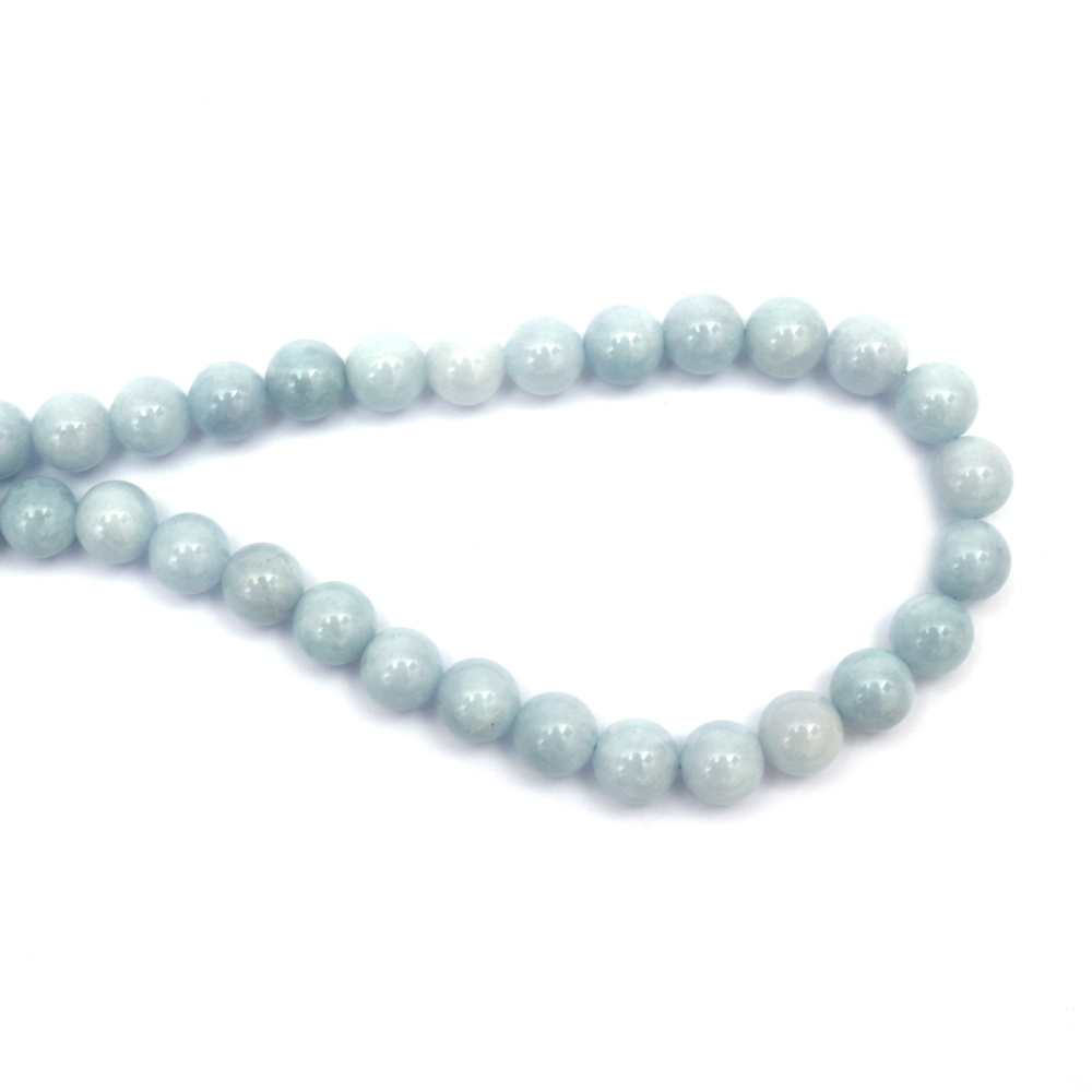 Gemstone Beads Strand, Aquamarine, Round, class A, 10mm ~37 pcs