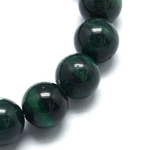 Наниз мъниста полускъпоценен камък ТИГРОВО ОКО зелено клас ААА топче 8 мм ±48 броя